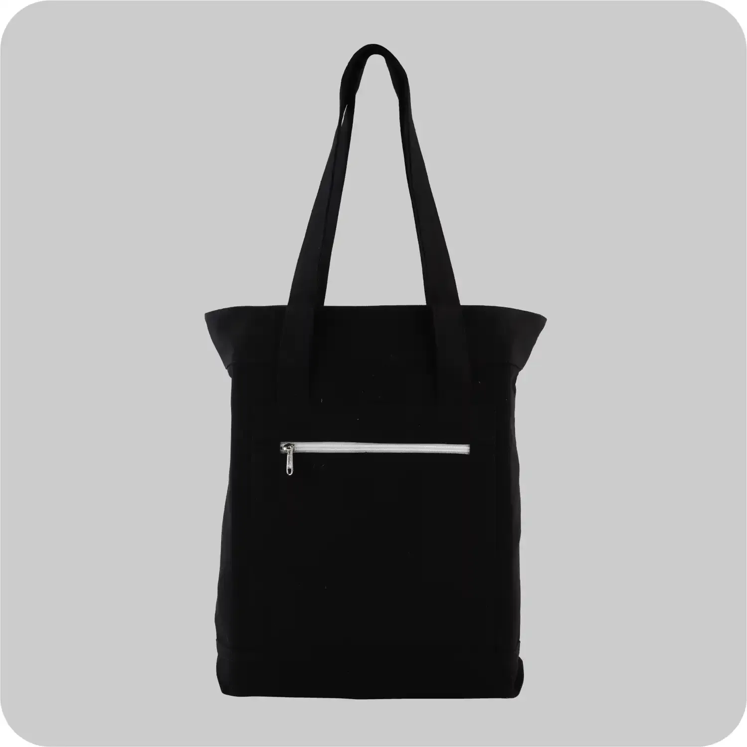 15 X 15 Inches, with a Cute Zipped pocket Black Canvas Bags
