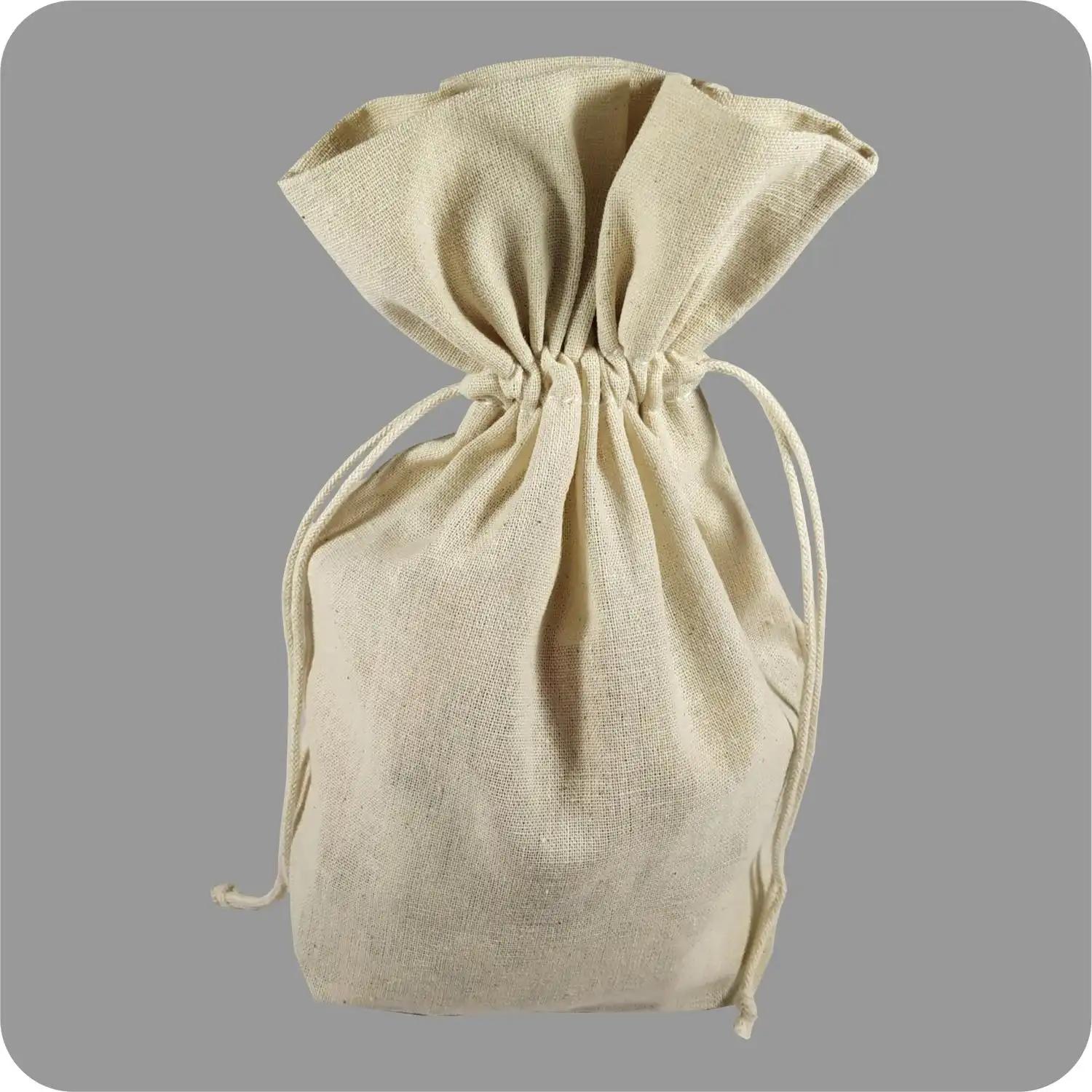 7x9x3 Inch 100% Cotton Double side Drawstring Pouch (Pack of 50)