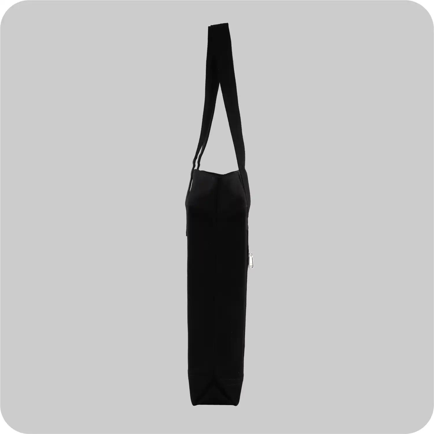 15 X 15 Inches, with a Cute Zipped pocket Black Canvas Bags